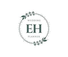 eh initiales lettre collection de logos de monogramme de mariage, modèles minimalistes et floraux modernes dessinés à la main pour cartes d'invitation, réservez la date, identité élégante pour restaurant, boutique, café en image vectorielle vecteur