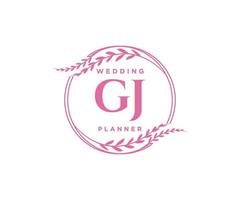 gj initiales lettre collection de logos de monogramme de mariage, modèles minimalistes et floraux modernes dessinés à la main pour cartes d'invitation, réservez la date, identité élégante pour restaurant, boutique, café en image vectorielle vecteur