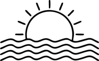 icône du soleil sur fond blanc, illustration du symbole de l'icône du soleil en noir sur fond blanc vecteur