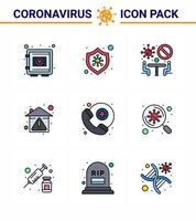 prévention des coronavirus ensemble d'icônes 9 ligne remplie icône de couleur plate telle que rester à la maison prévenir la maladie équipe d'hygiène coronavirus viral 2019nov éléments de conception de vecteur de maladie