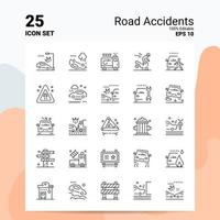 25 accidents de la route jeu d'icônes 100 eps modifiables 10 fichiers logo d'entreprise concept idées ligne icône conception vecteur