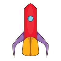 fusée spatiale pour l'icône de mouche, style cartoon vecteur