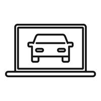 icône d'ordinateur portable de service de voiture, style de contour vecteur