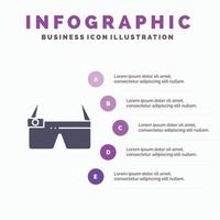 appareil lunettes google verre intelligent solide icône infographie 5 étapes présentation arrière-plan vecteur