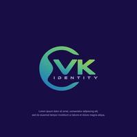 vk lettre initiale ligne circulaire modèle de logo vecteur avec dégradé de couleurs