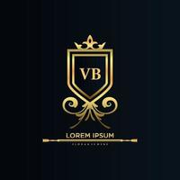 vb lettre initiale avec modèle royal.élégant avec vecteur de logo de couronne, illustration vectorielle de lettrage créatif logo.