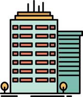 bâtiment gratte-ciel bureau haut plat couleur icône vecteur icône modèle de bannière