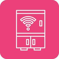 ligne de réfrigérateur intelligent icônes d'arrière-plan de coin rond vecteur