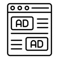 icône de ligne de publicité native vecteur
