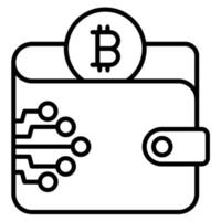 icône de ligne de portefeuille numérique vecteur