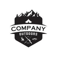 logos camp, montagnes et aventure de couleur noire vecteur