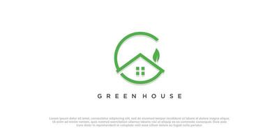 création de logo de maison verte avec concept créatif vecteur
