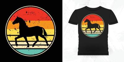 conception de t-shirt drôle de cheval d'équitation rétro vintage vecteur