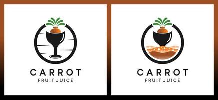 création de logo d'icône de jus de carotte ou de boisson, illustration vectorielle de carottes dans un verre vecteur