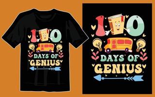 100 jours d'impression de conception de t-shirt d'école vecteur