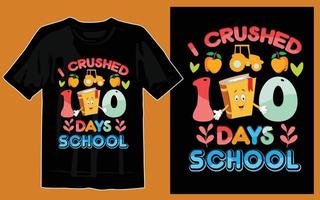 100 jours d'impression de conception de t-shirt d'école vecteur