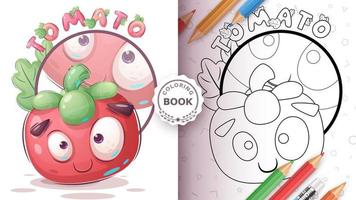 personnage de dessin animé adorable tomate, illustration pour enfants de style dessiné à la main vecteur