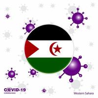 priez pour le sahara occidental covid19 coronavirus typographie drapeau restez à la maison restez en bonne santé prenez soin de votre propre santé vecteur