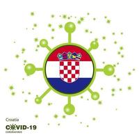 croatie coronavius drapeau sensibilisation contexte restez à la maison restez en bonne santé prenez soin de votre propre santé priez pour le pays vecteur