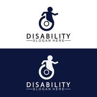 logo de soutien aux personnes handicapées passionnées. illustration du logo du fauteuil roulant. vecteur