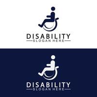 logo de soutien aux personnes handicapées passionnées. illustration du logo du fauteuil roulant. vecteur