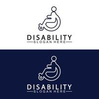 logo de soutien aux personnes handicapées passionnées. illustration du logo du fauteuil roulant. vecteur