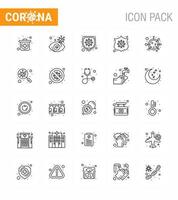 nouveau coronavirus 2019ncov pack d'icônes de 25 lignes sécurité du virus covid sauvegarde du virus coronavirus viral 2019nov éléments de conception de vecteur de maladie
