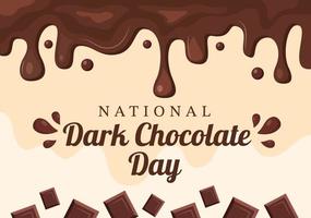 journée mondiale du chocolat noir le 1er février pour la santé et le bonheur que le choco apporte dans un dessin animé de style plat illustration de modèles dessinés à la main vecteur