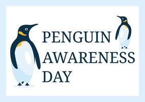 bonne journée de sensibilisation aux pingouins le 20 janvier pour maintenir la population de pingouins et l'habitat naturel dans l'illustration de modèles dessinés à la main de dessin animé plat vecteur