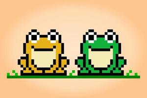 Pixel de grenouille 8 bits. animal en illustration vectorielle pour les actifs de point de croix et de jeu. vecteur
