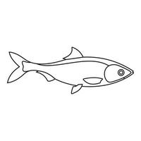 icône de poisson, style de contour vecteur