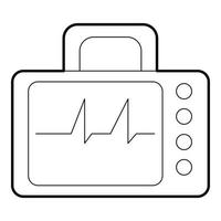 moniteur avec icône de cardiogramme, style de contour vecteur