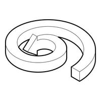 icône de flèche en spirale, style de contour vecteur