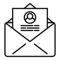 icône de courrier d'informations personnelles, style de contour vecteur