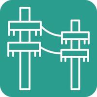 ligne de poteau électrique icônes d'arrière-plan de coin rond vecteur