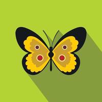 icône papillon jaune, style plat vecteur