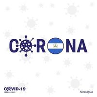 nicaragua coronavirus typographie covid19 pays bannière restez à la maison restez en bonne santé prenez soin de votre propre santé vecteur