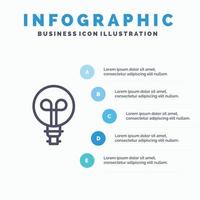 icône de ligne de conception d'ampoule avec fond d'infographie de présentation en 5 étapes vecteur