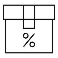 icône de pourcentage de vente de colis, style de contour vecteur