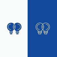 idée innovation mécanicien pensée ligne et glyphe icône solide bannière bleue ligne et glyphe icône solide bannière bleue vecteur