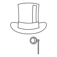 chapeau avec icône monocle, style de contour vecteur