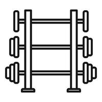 icône de stand d'haltères, style de contour vecteur