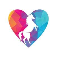 création de logo en forme de coeur de cheval. modèle d'amour de cheval. vecteur