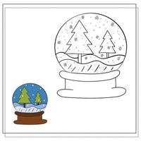 livre de coloriage pour enfants. dessiner une boule à neige basée sur le dessin. illustration vectorielle vecteur