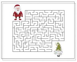 un jeu de puzzle pour les enfants, parcourez le labyrinthe. père noël de bande dessinée. vecteur