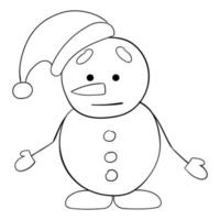 bonhomme de neige dessin animé mignon avec une ligne fine. illustration vectorielle d'un doodle. vecteur