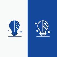 ampoule idée science ligne et glyphe icône solide bannière bleue ligne et glyphe icône solide bannière bleue vecteur