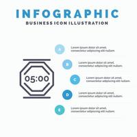 arrêter le travail repos arrêter le travail icône de la ligne de travail avec 5 étapes présentation infographie fond vecteur