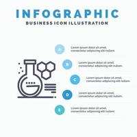 laboratoire de chimie laboratoire de chimie éducation modèle d'infographie bleu modèle d'icône de ligne vectorielle en 5 étapes vecteur