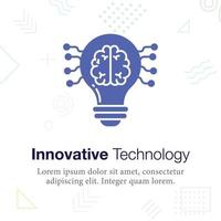 icône d'illustration vectorielle ampoule et cerveau, liée à la technologie innovante et à l'éducation scolaire vecteur